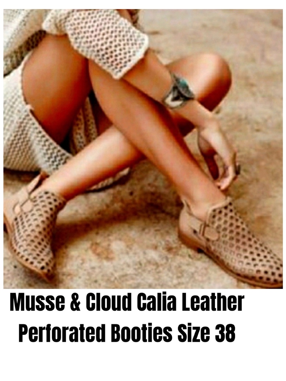 Musse & Cloud Calia Leather Perforated Booties Size 38